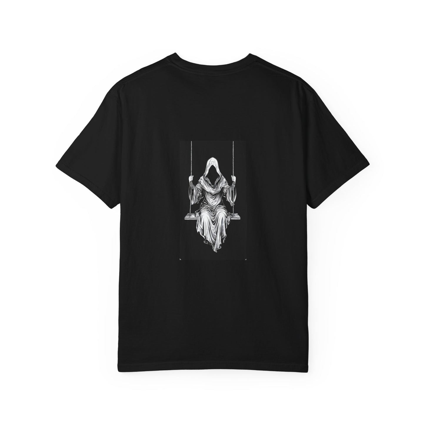 Eerie Swinging Specter T-shirt | Unisex Gothic Apparel, Halloween Costume, Spooky Gift, Unique Graphic Tee, Dark Aesthetic Fashion