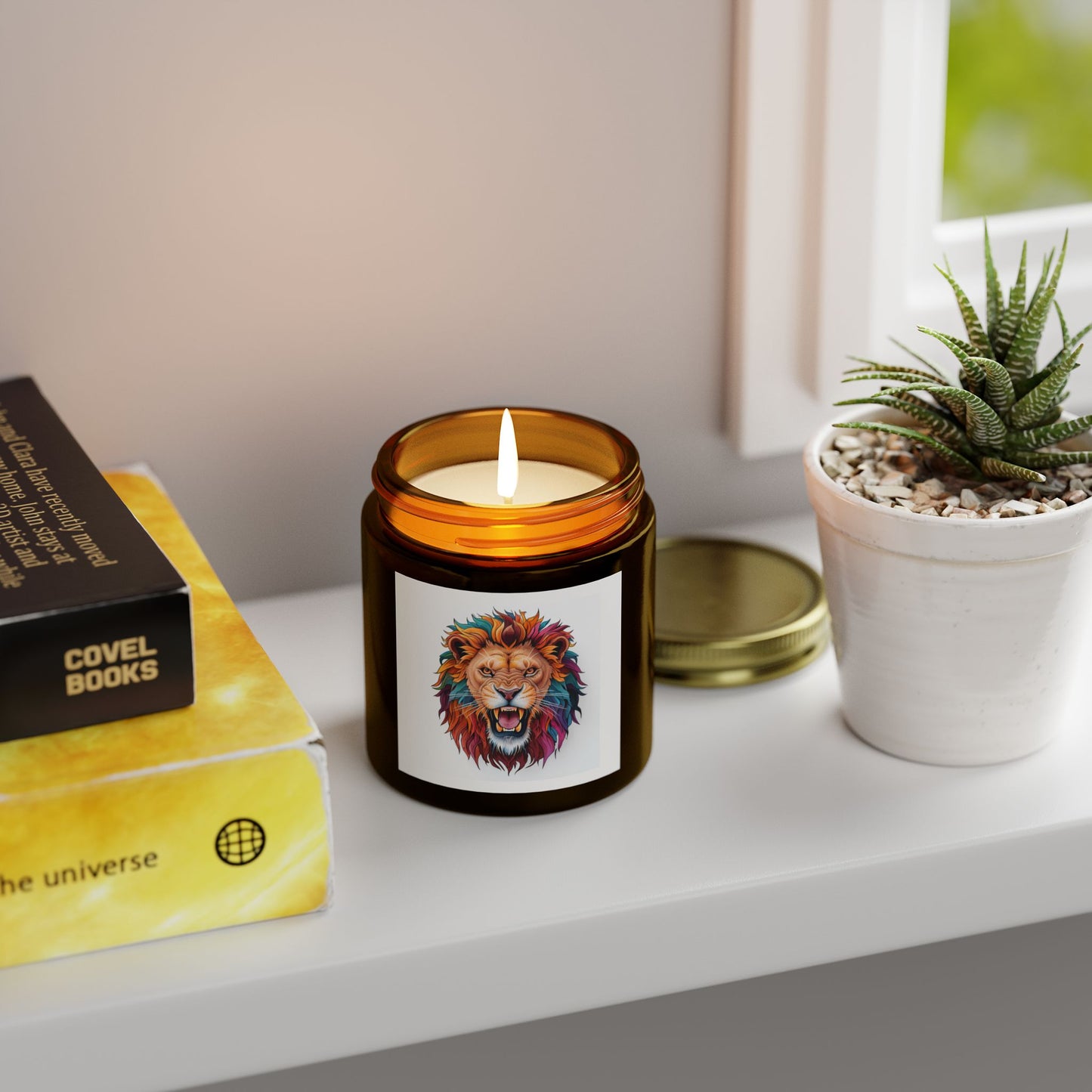 Vibrant Lion Scented Candle | Coconut Apricot Wax | Home Decor, Gift, Aromatherapy, Entertaining, Meditation