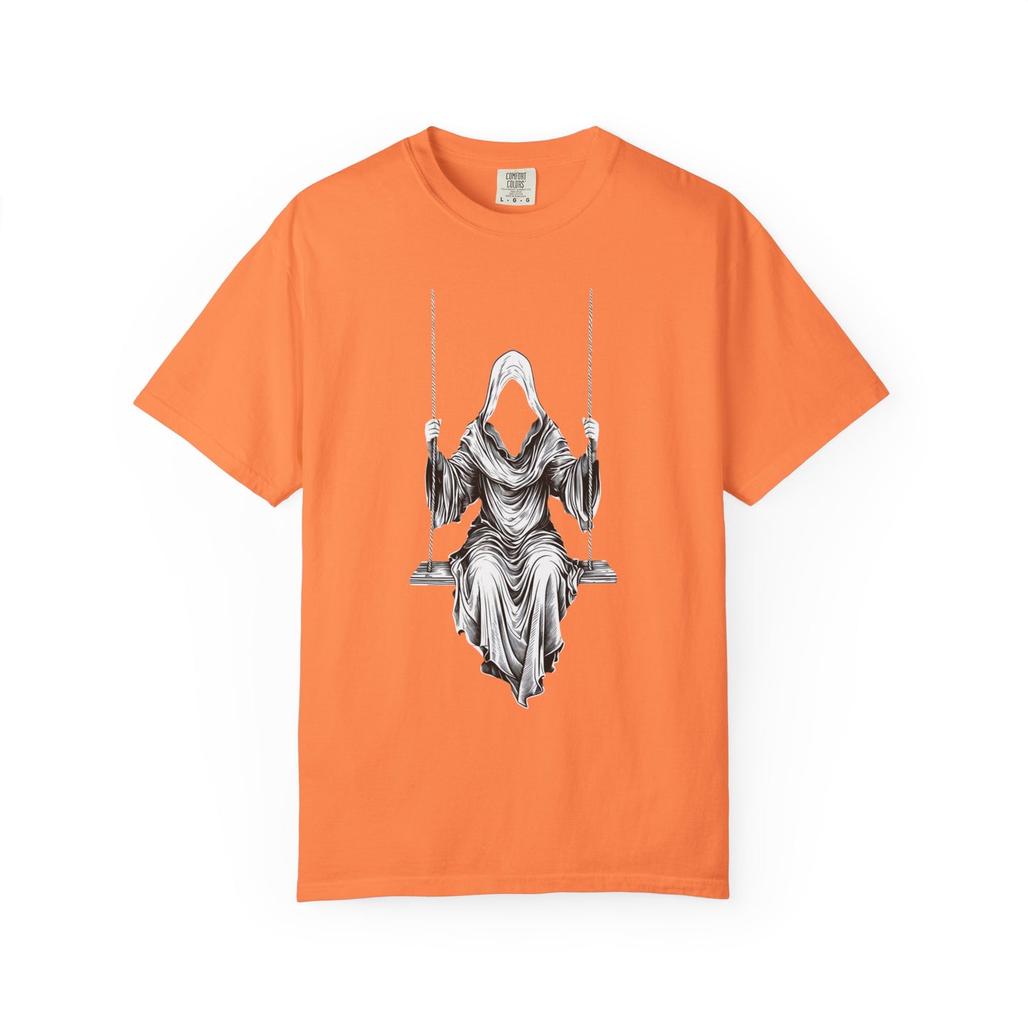 Eerie Swinging Specter T-shirt | Unisex Gothic Apparel, Halloween Costume, Spooky Gift, Unique Graphic Tee, Dark Aesthetic Fashion