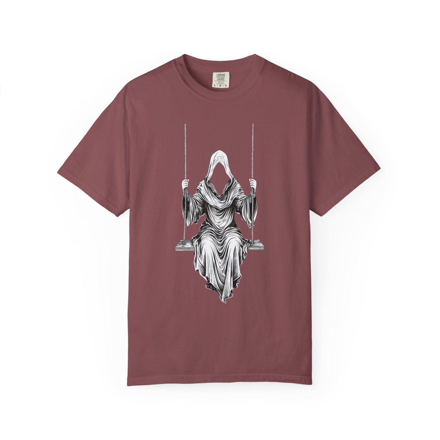 Eerie Swinging Specter T-shirt | Unisex Gothic Apparel, Halloween Costume, Spooky Gift, Unique Graphic Tee, Dark Aesthetic Fashion