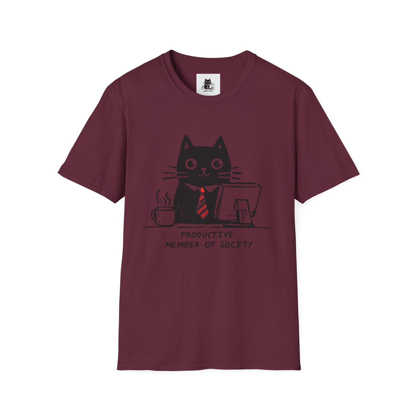 Funny Cat T-Shirt, Cat Lover Gift, Productive Member of Society Tee, Cute Office Humor Shirt, Unisex Softstyle Clothing