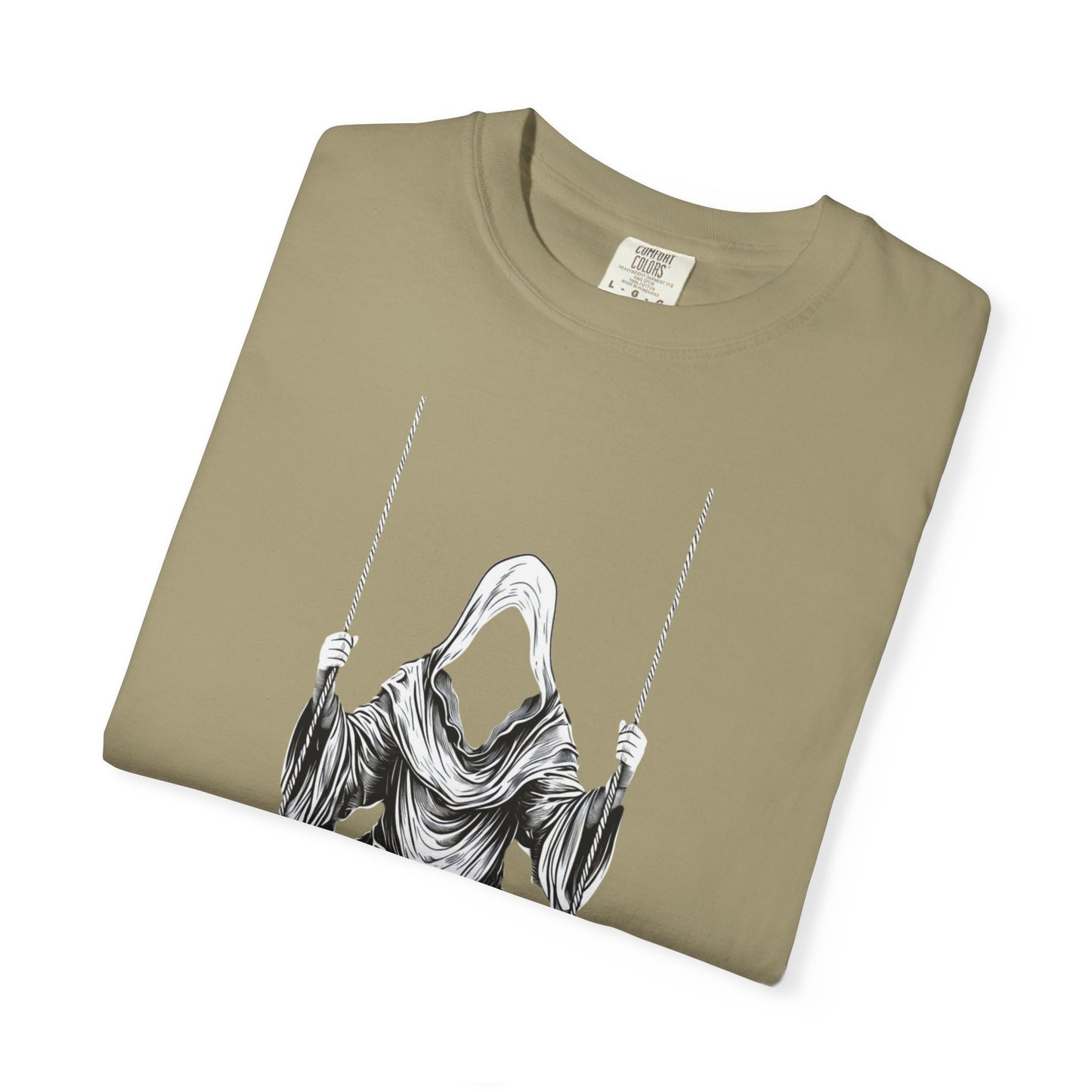 Eerie Swinging Specter T-shirt | Unisex Gothic Apparel, Halloween Costume, Spooky Gift, Unique Graphic Tee, Dark Aesthetic Fashion