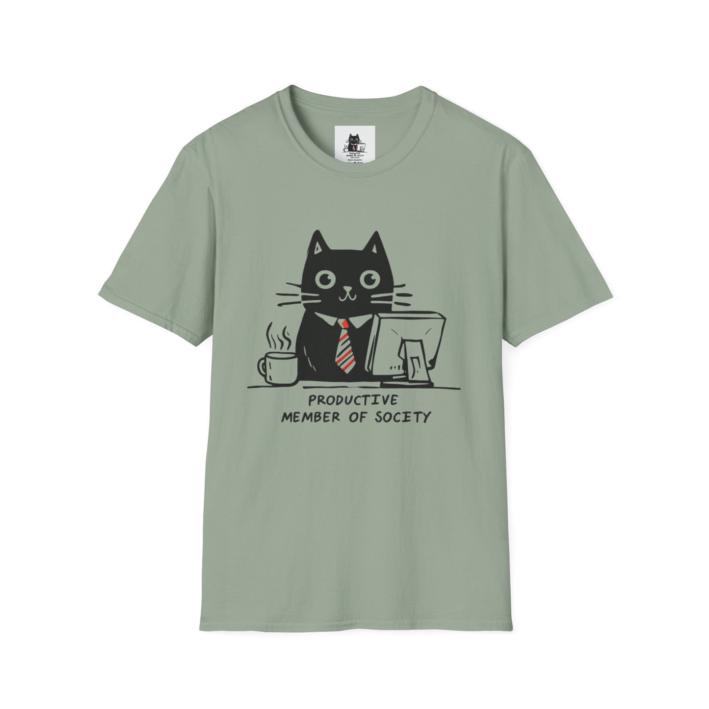 Funny Cat T-Shirt, Cat Lover Gift, Productive Member of Society Tee, Cute Office Humor Shirt, Unisex Softstyle Clothing