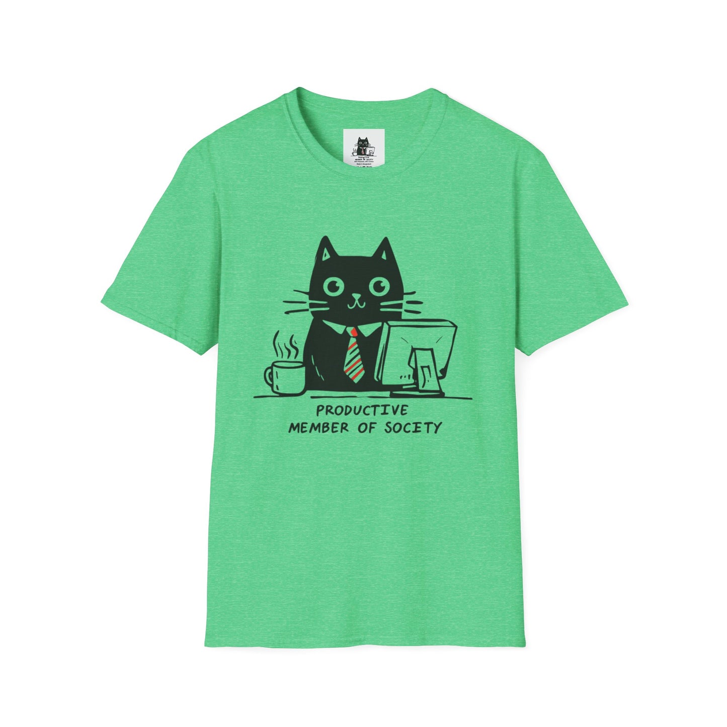 Funny Cat T-Shirt, Cat Lover Gift, Productive Member of Society Tee, Cute Office Humor Shirt, Unisex Softstyle Clothing