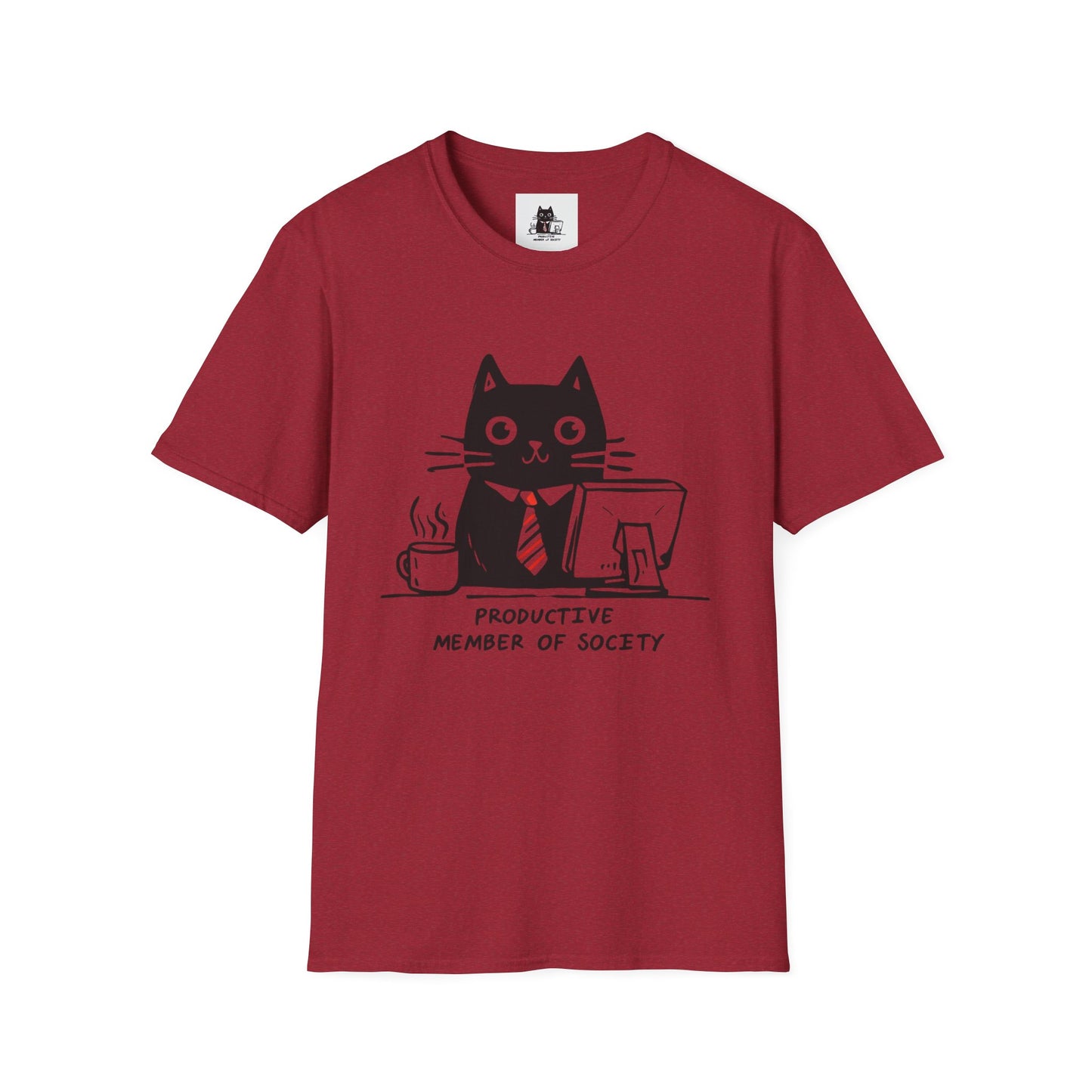 Funny Cat T-Shirt, Cat Lover Gift, Productive Member of Society Tee, Cute Office Humor Shirt, Unisex Softstyle Clothing