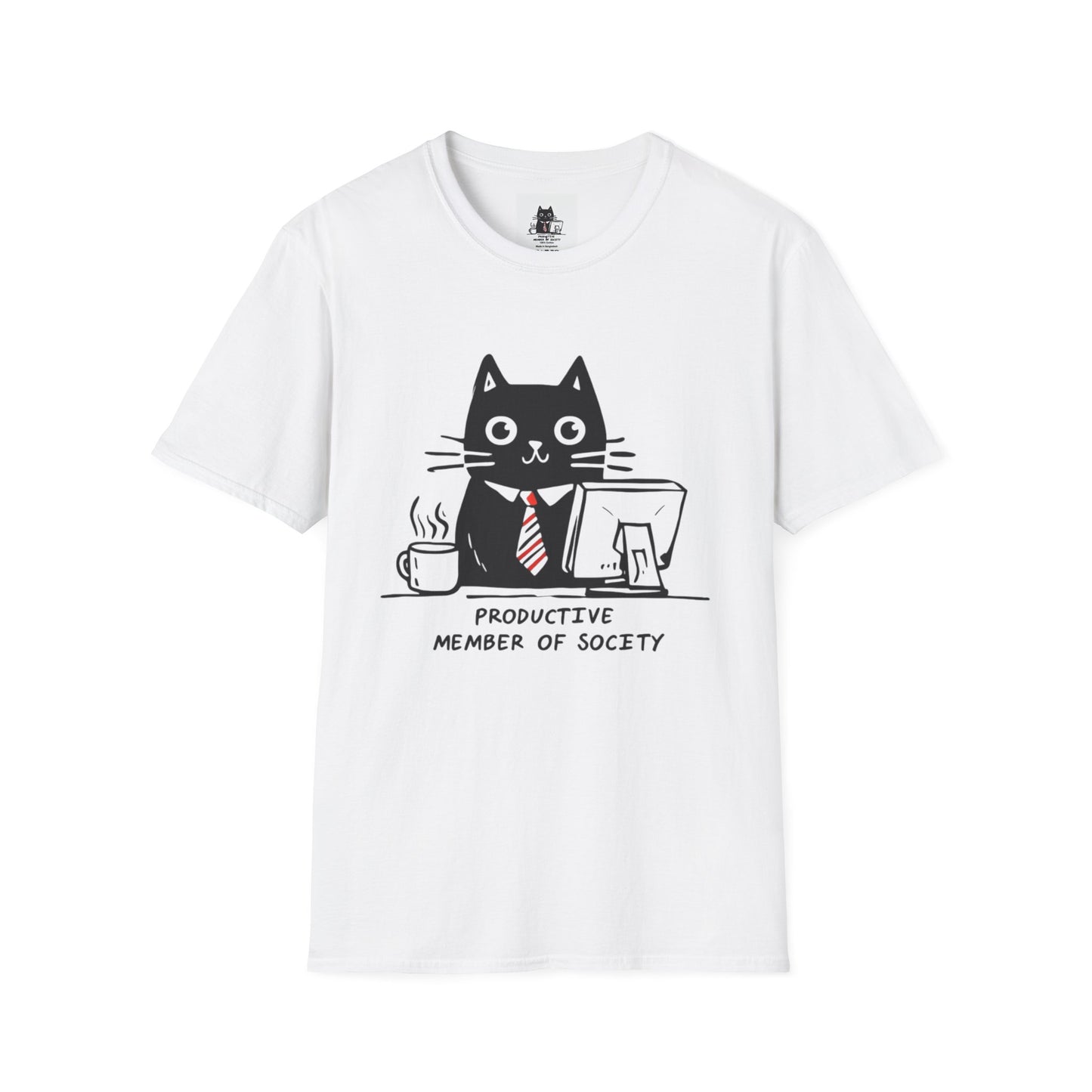 Funny Cat T-Shirt, Cat Lover Gift, Productive Member of Society Tee, Cute Office Humor Shirt, Unisex Softstyle Clothing
