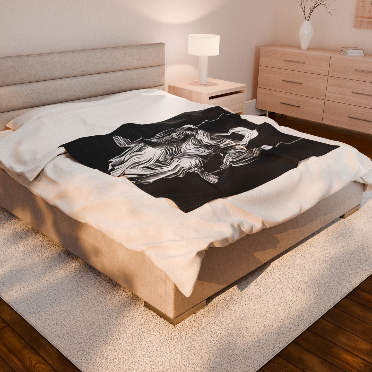 Spooky Velveteen Plush Blanket - Cozy Horror Gift, Halloween Decor, Ghostly Throw Blanket, Goth Home Accent, Perfect for Autumn Nights