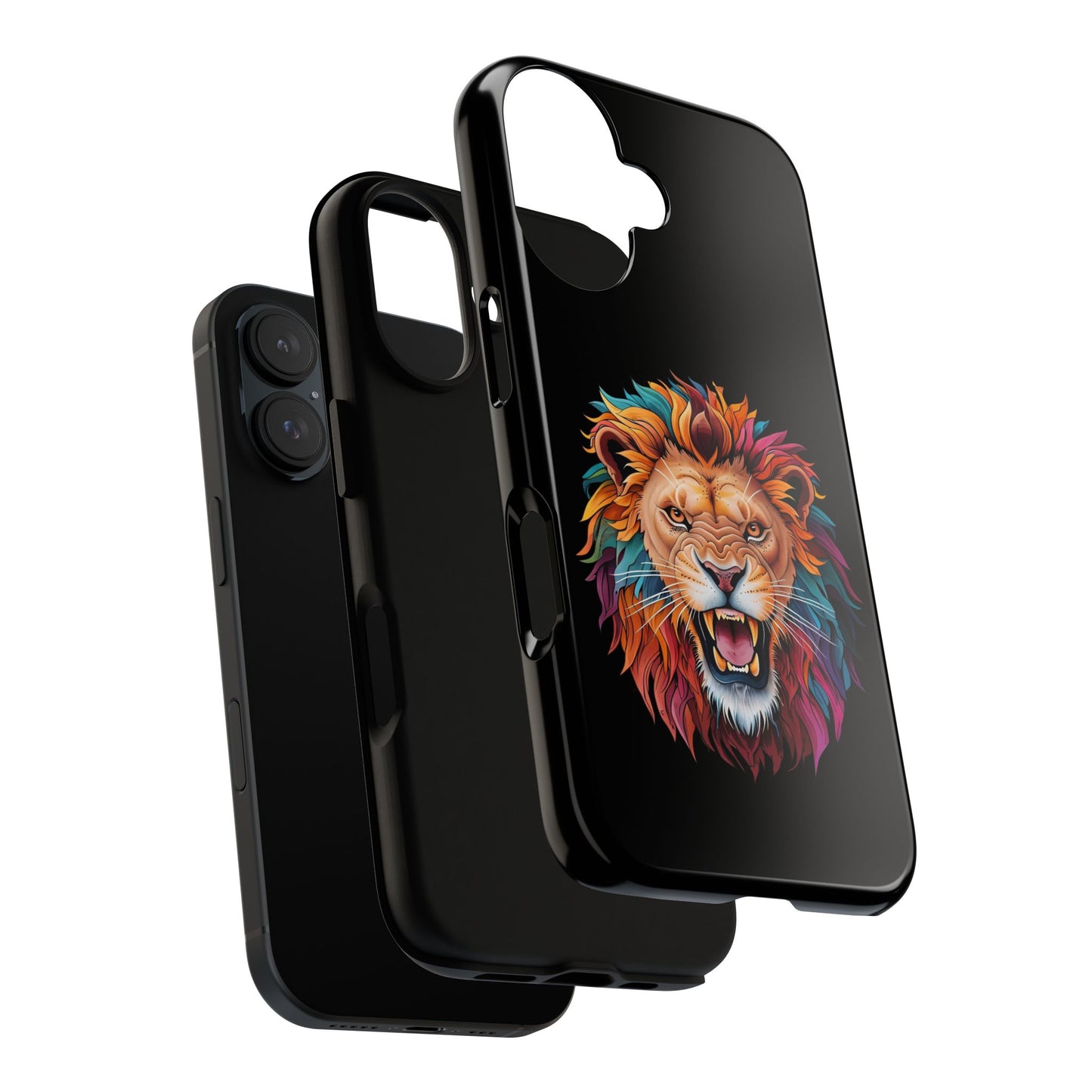 Colorful Lion Phone Case, Tough Cell Phone Cover, Wild Animal Protector, Durable Phone Accessory, Unique Gift for Animal Lovers