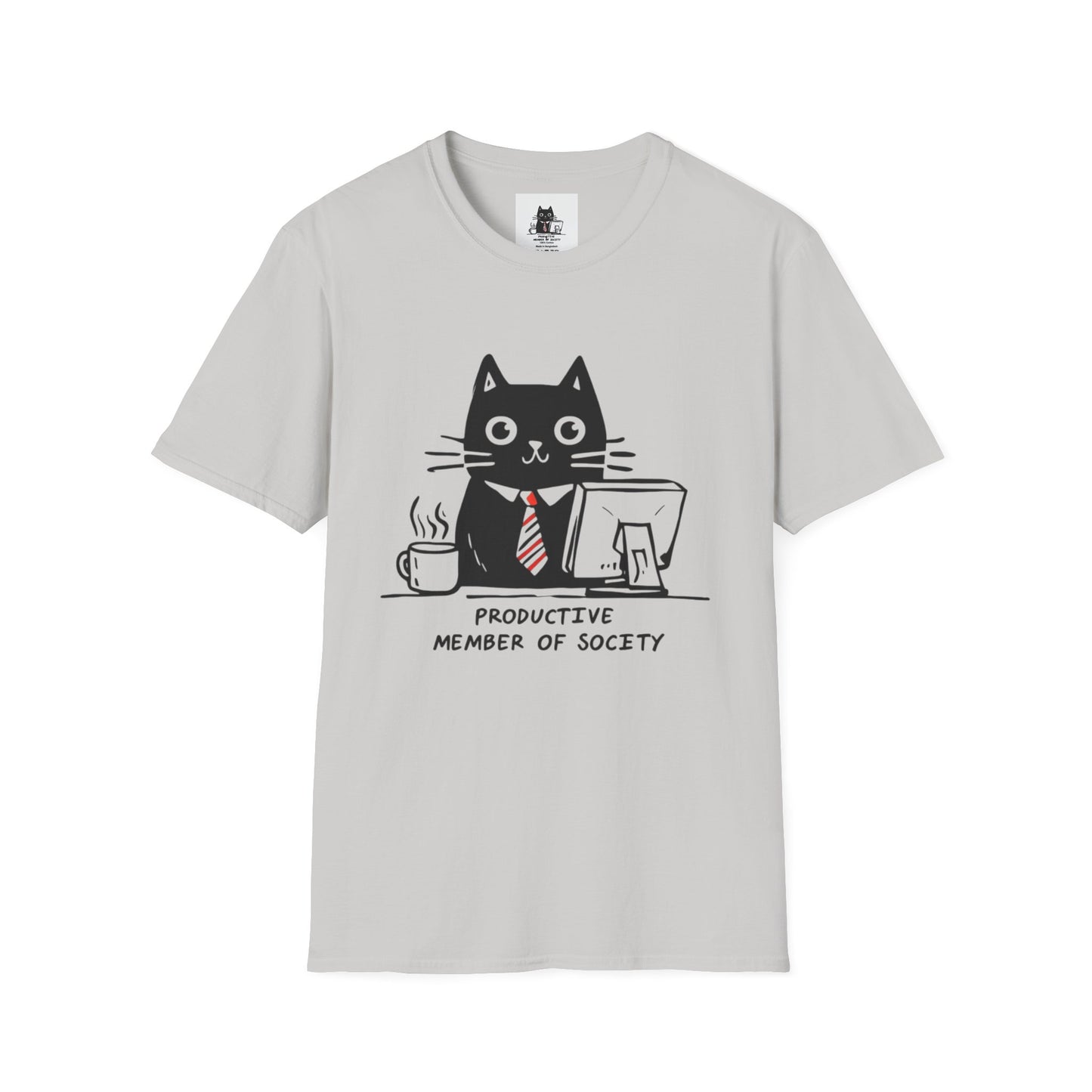 Funny Cat T-Shirt, Cat Lover Gift, Productive Member of Society Tee, Cute Office Humor Shirt, Unisex Softstyle Clothing