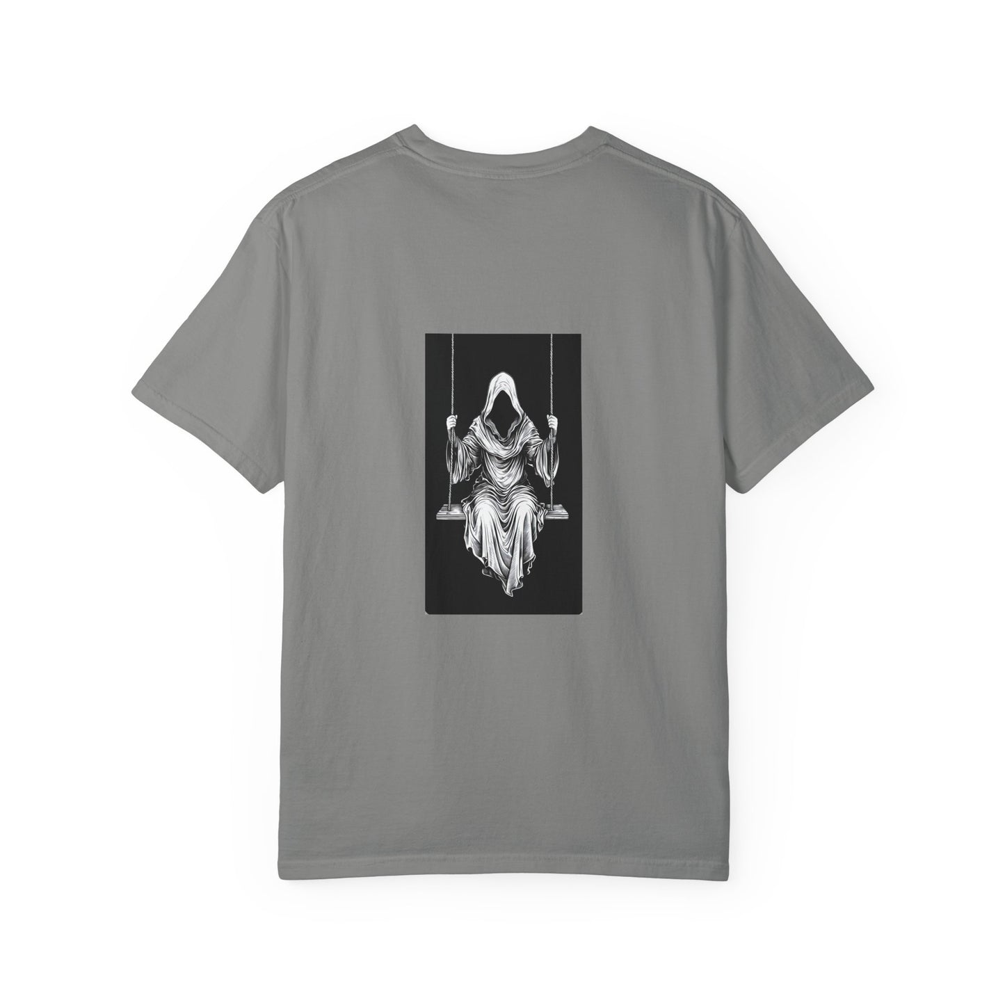 Eerie Swinging Specter T-shirt | Unisex Gothic Apparel, Halloween Costume, Spooky Gift, Unique Graphic Tee, Dark Aesthetic Fashion