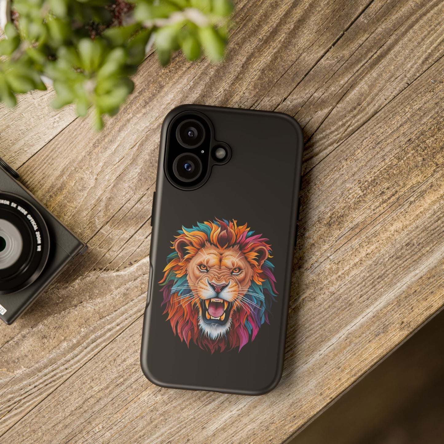 Colorful Lion Phone Case, Tough Cell Phone Cover, Wild Animal Protector, Durable Phone Accessory, Unique Gift for Animal Lovers