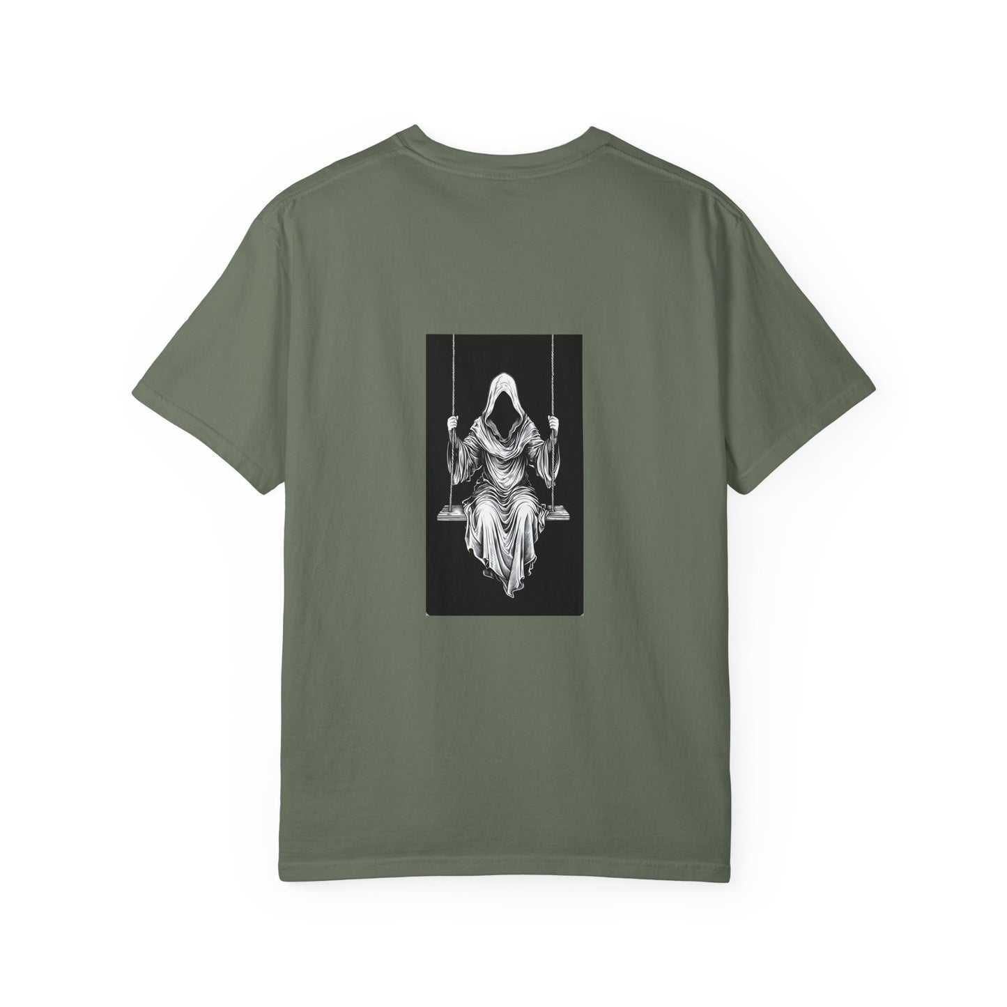 Eerie Swinging Specter T-shirt | Unisex Gothic Apparel, Halloween Costume, Spooky Gift, Unique Graphic Tee, Dark Aesthetic Fashion
