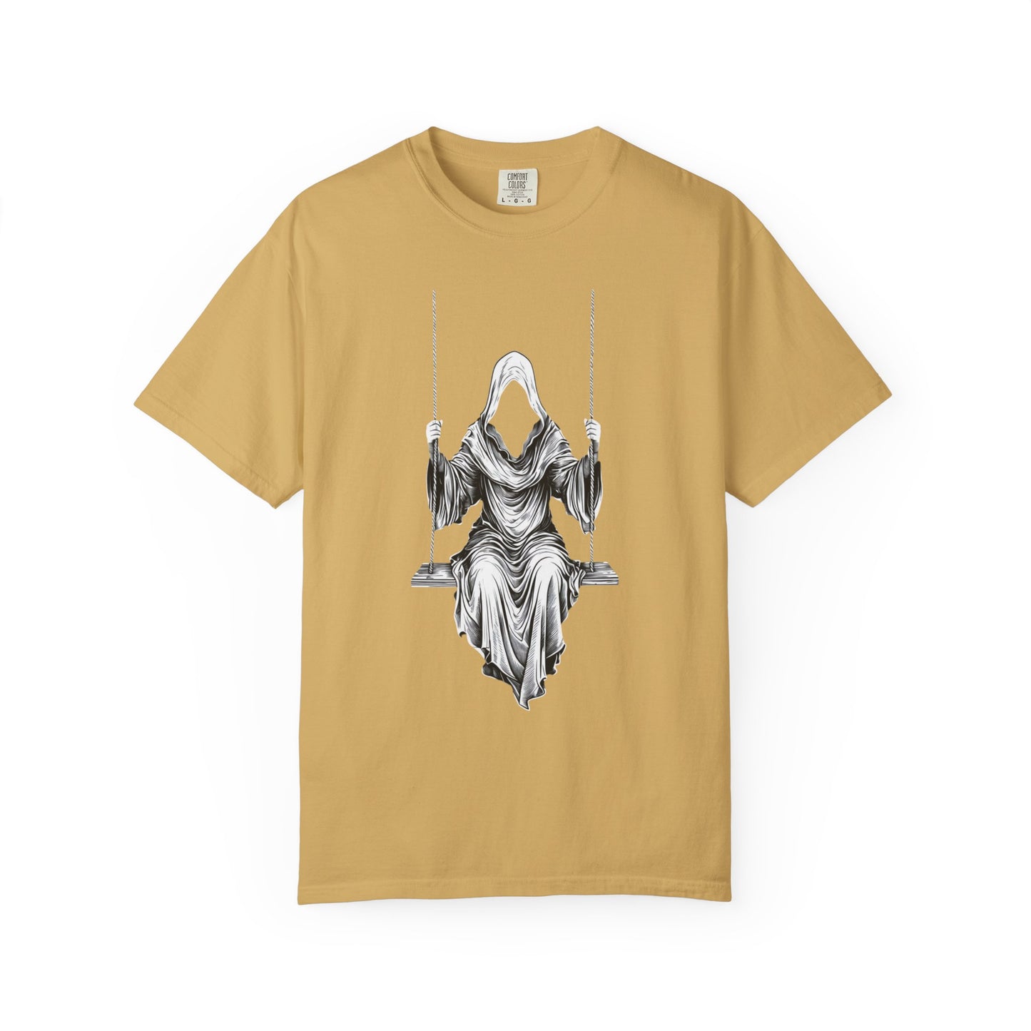 Eerie Swinging Specter T-shirt | Unisex Gothic Apparel, Halloween Costume, Spooky Gift, Unique Graphic Tee, Dark Aesthetic Fashion
