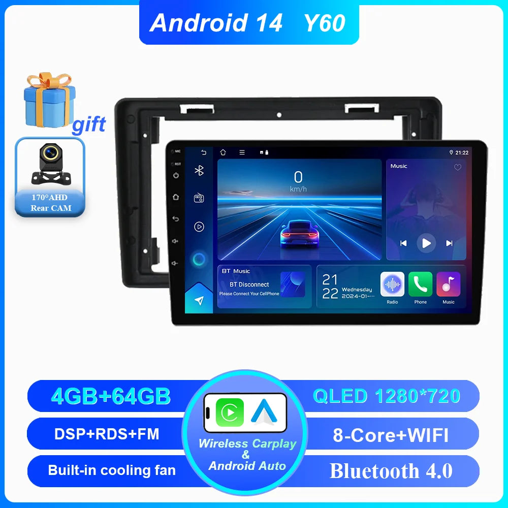 Car DVD Android 14 Radio Stereo For Citroen C2 C3 2001 2002 2003 -2010 Auto Multimedia Player 4G GPS Navigation Bluetooth WIFI