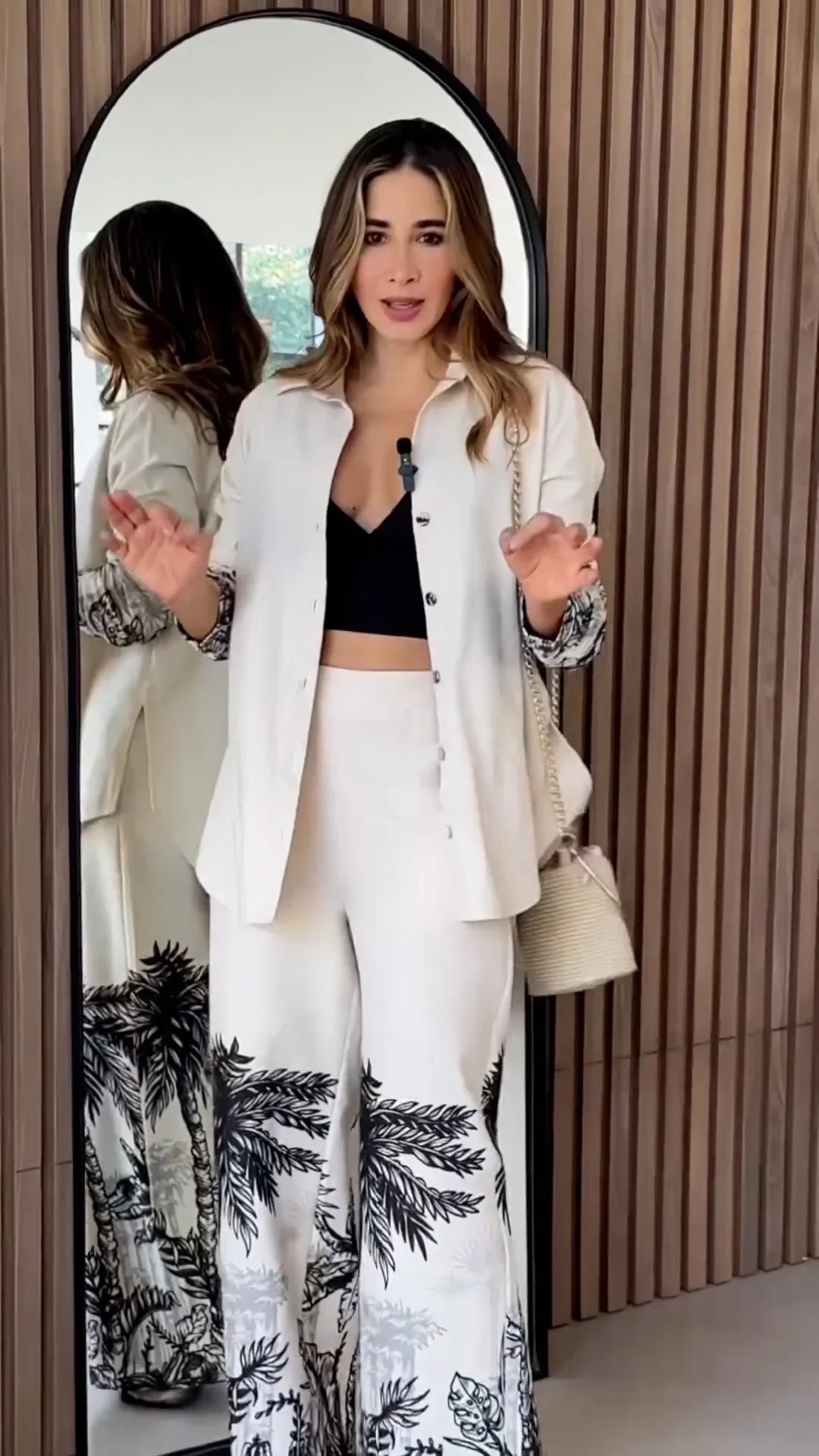 Muslim Two Piece Set Women Print Shirt Single Breasted Blouse Wide Leg Pants Suit Dubai Arabic Outfits Morocco Islam Ensemble