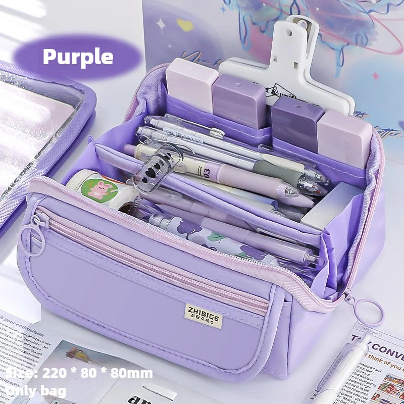 Prism Pencil Case Large Capacity Student Stationery Case Pencil Bag High Value Stationery Bag Multi-function Pencil Case