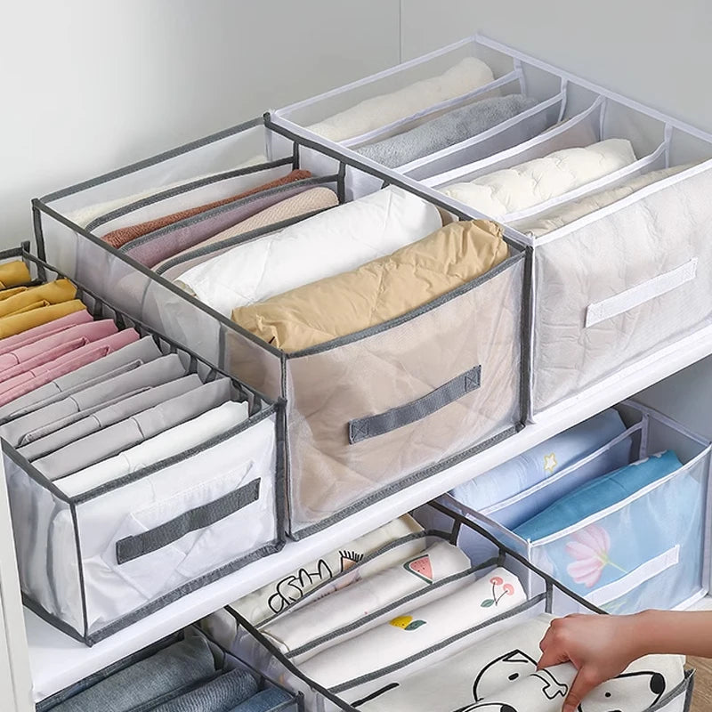 Jeans Organization Storage Box Closet Organizer For Underwear Clothing System Socks Pants Wardrobe Drawer Organizers Cabinet