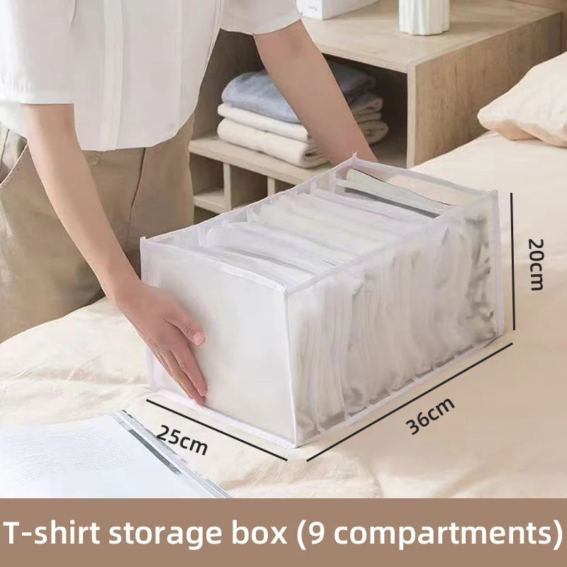 Jeans Organization Storage Box Closet Organizer For Underwear Clothing System Socks Pants Wardrobe Drawer Organizers Cabinet