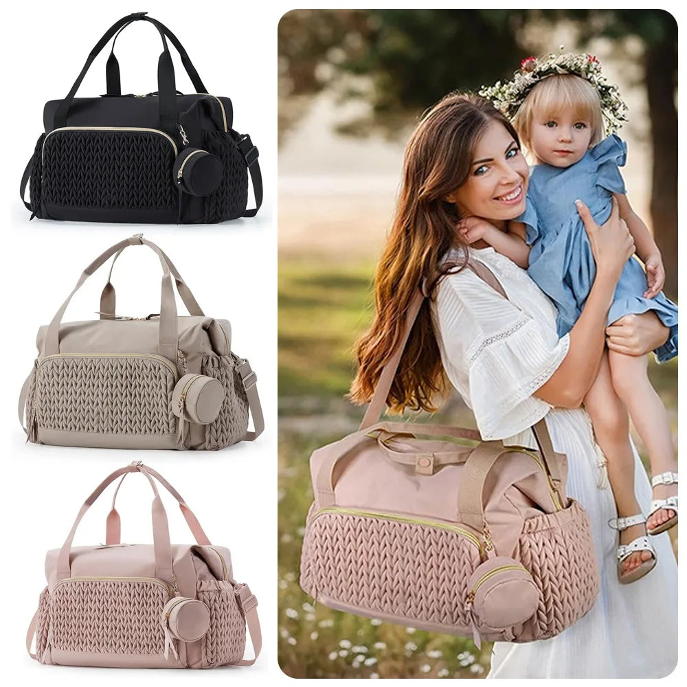 Multifunction Mommy Diaper Bag with Insulated Pocket Changing Pad Portable Infant Travel Diaper Nappy Bags Large Capacity