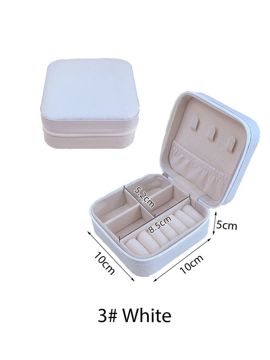 1Pcs Mini Casual Portable Travel Jewelry Storage Box Pu Leather Multifunctional Storage
