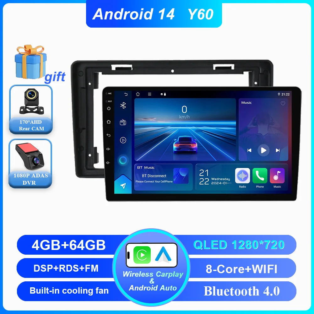 Car DVD Android 14 Radio Stereo For Citroen C2 C3 2001 2002 2003 -2010 Auto Multimedia Player 4G GPS Navigation Bluetooth WIFI