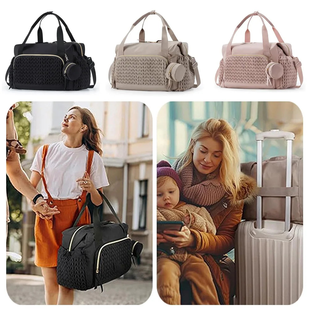 Multifunction Mommy Diaper Bag with Insulated Pocket Changing Pad Portable Infant Travel Diaper Nappy Bags Large Capacity