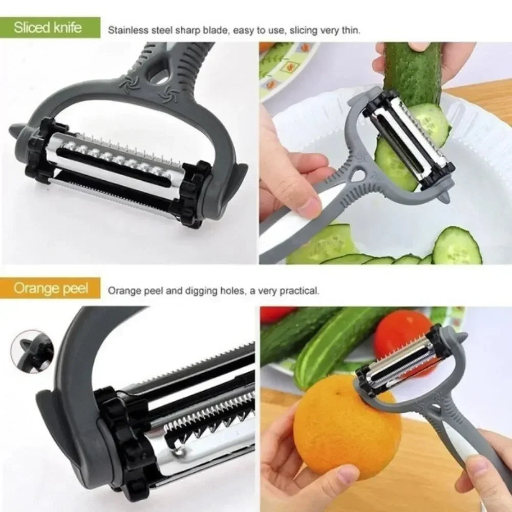 1PC New Multifunctional 360 Degree Rotary Peeler Kitchen Tool 3 in 1 Rotary Fruit Vegetable Carrot Potato Peeler Cutter Slicer