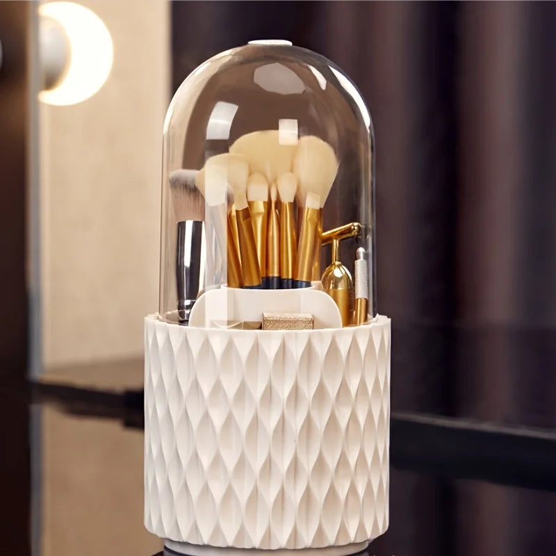 Rotary lid makeup brush storage barrel lipstick cosmetics dustproof storage barrel dormitory desktop simple pencil case