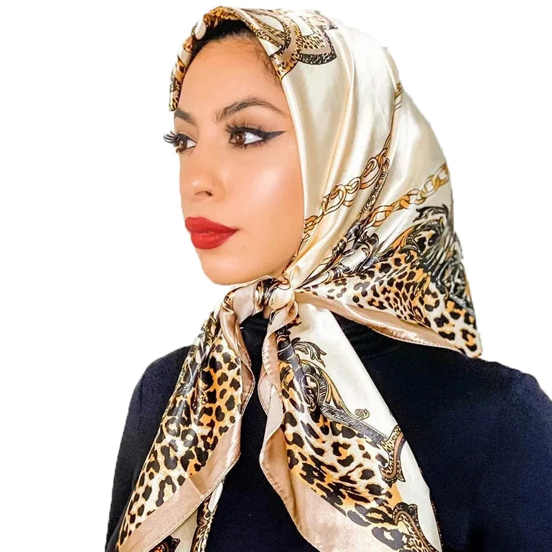 New 90*90cm Retro Brand Women Silk Scarf Bandanna Fashion Bohemian Pattern Square Hijab Lady Wrap Headband foulard muffler