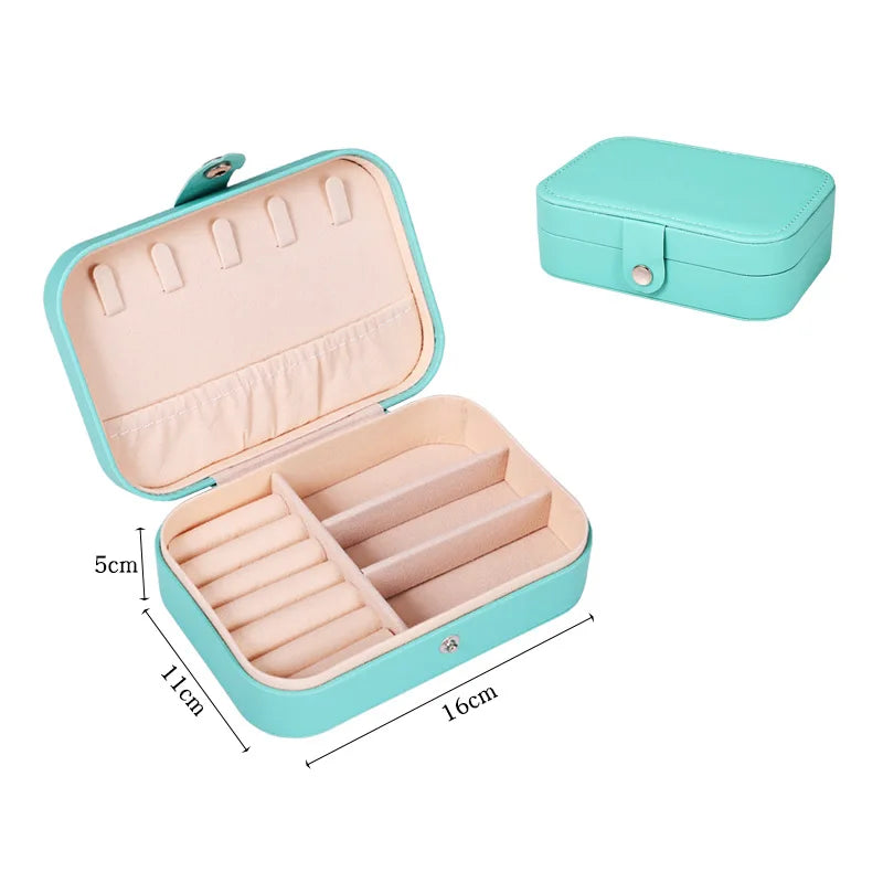 Portable Jewelry Box Jewelry Organizer Display Travel Jewelry Case Boxes Button Leather Storage Zipper Jewelers