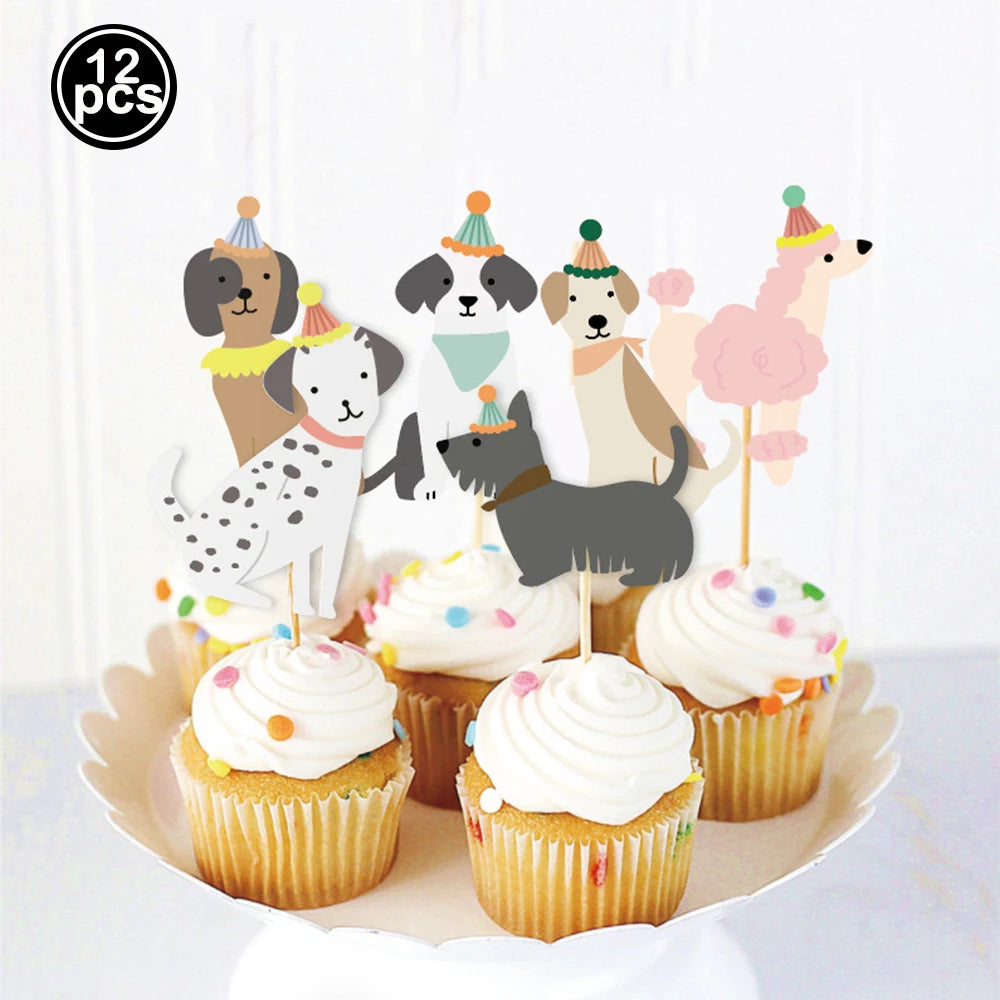 Cartoon Dog Birthday Party Decoration Disposable Dinnerware Cup Plate Napkin Kinves for Dogs Theme Party Supplies Baby Shower