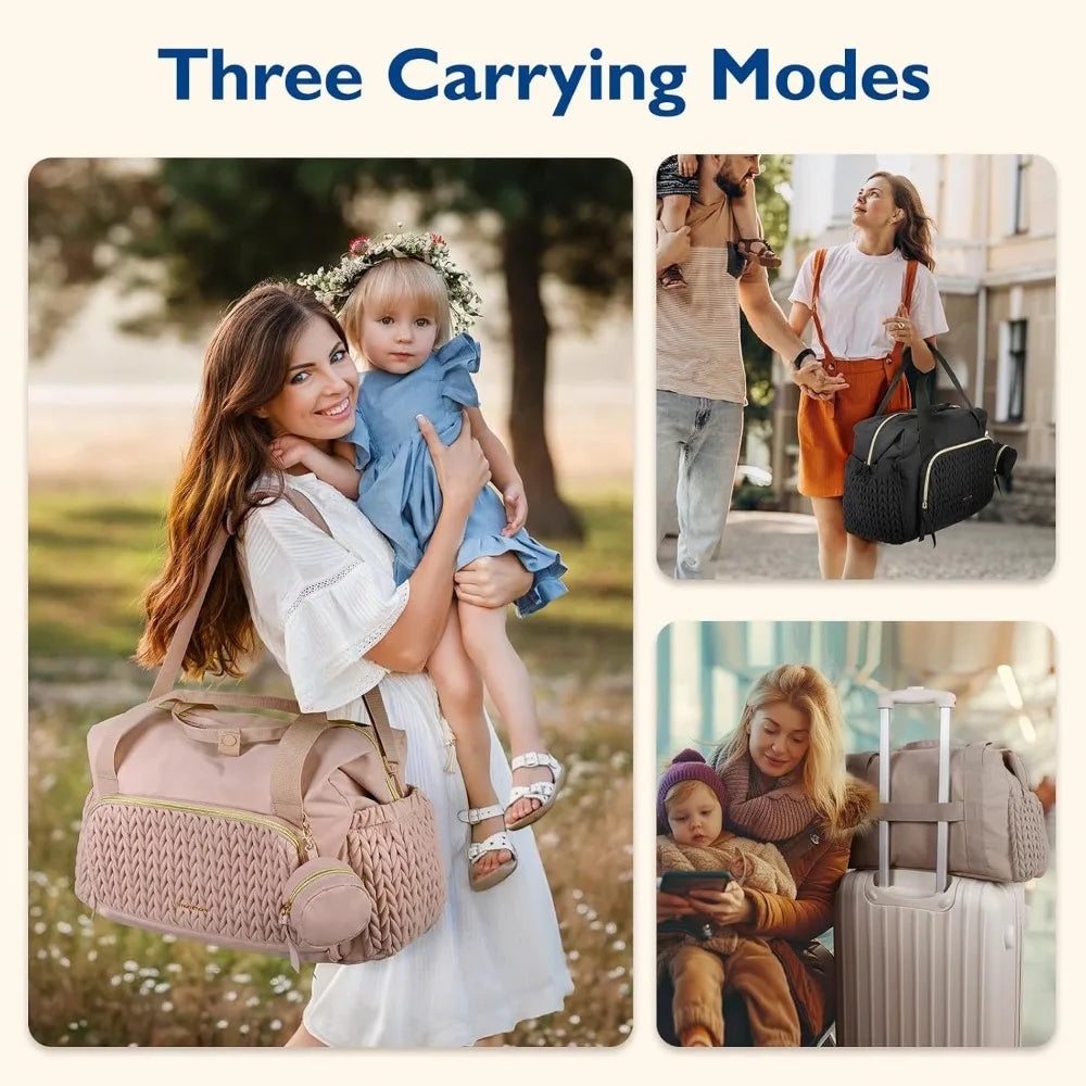 Multifunction Mommy Diaper Bag with Insulated Pocket Changing Pad Portable Infant Travel Diaper Nappy Bags Large Capacity