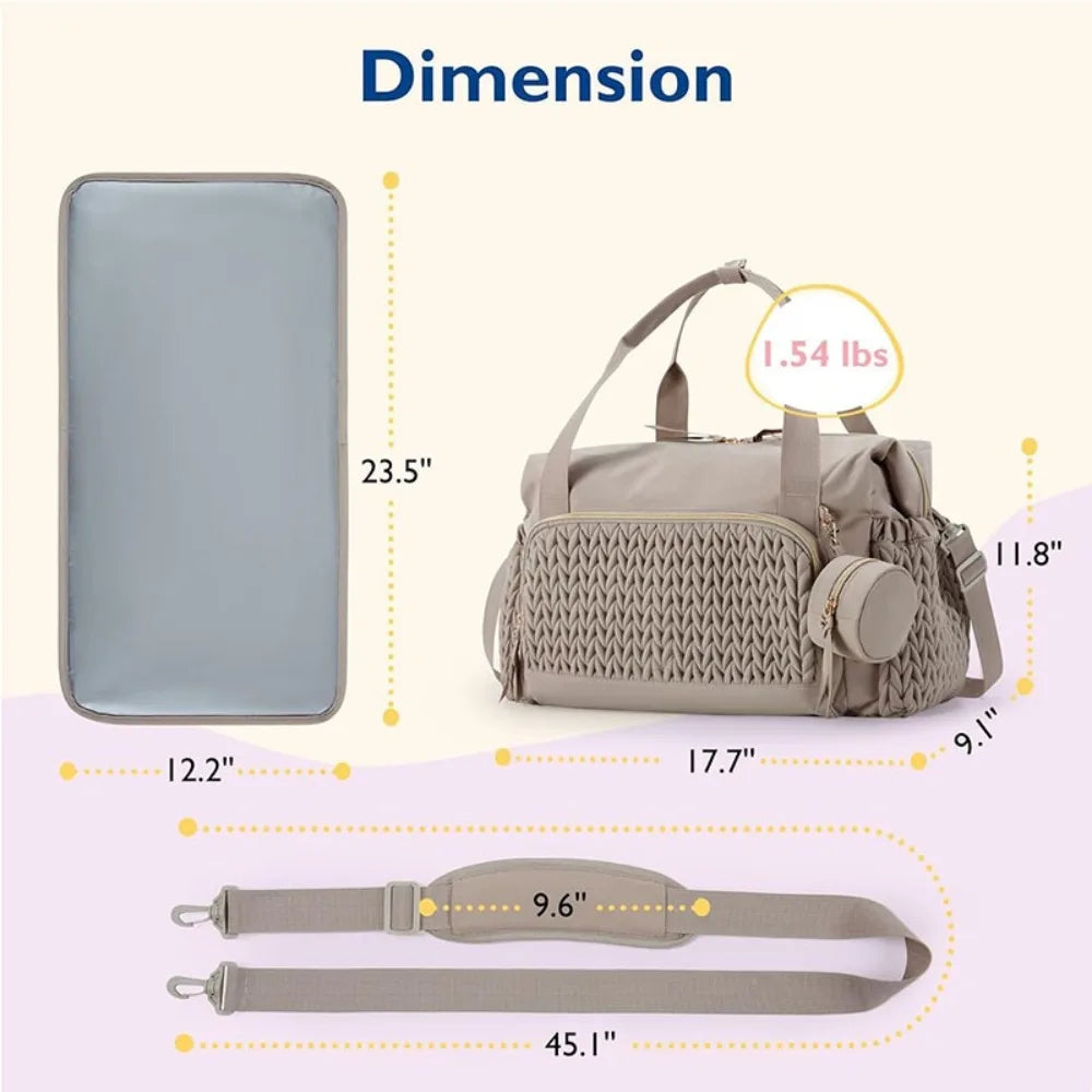 Multifunction Mommy Diaper Bag with Insulated Pocket Changing Pad Portable Infant Travel Diaper Nappy Bags Large Capacity