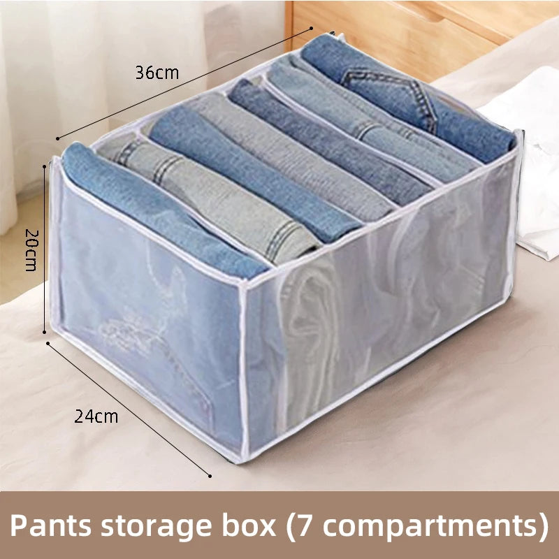 Jeans Organization Storage Box Closet Organizer For Underwear Clothing System Socks Pants Wardrobe Drawer Organizers Cabinet
