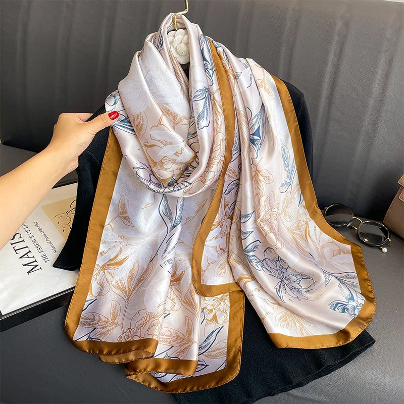 Elegant Silk Scarf for Women – Floral Hijab & Head Wrap