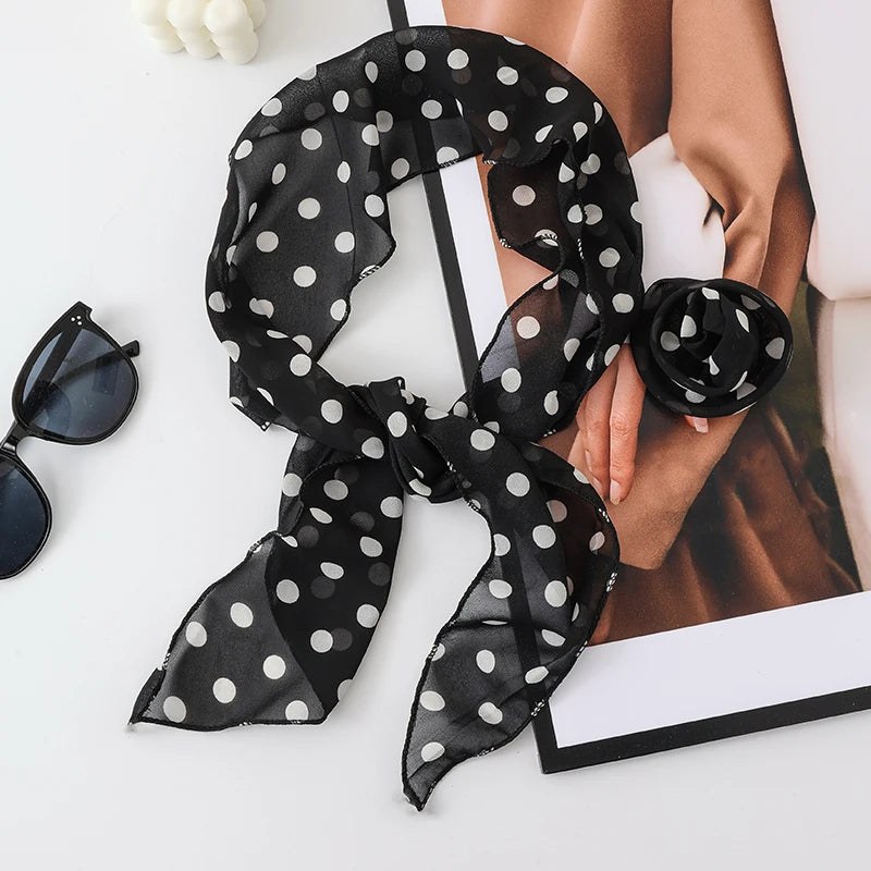 Three Dimensional Rose Chiffon Silk Scarf With Leopard Print Women's Scarf y2k Scarf Retro Angled Scarf Tied Headband