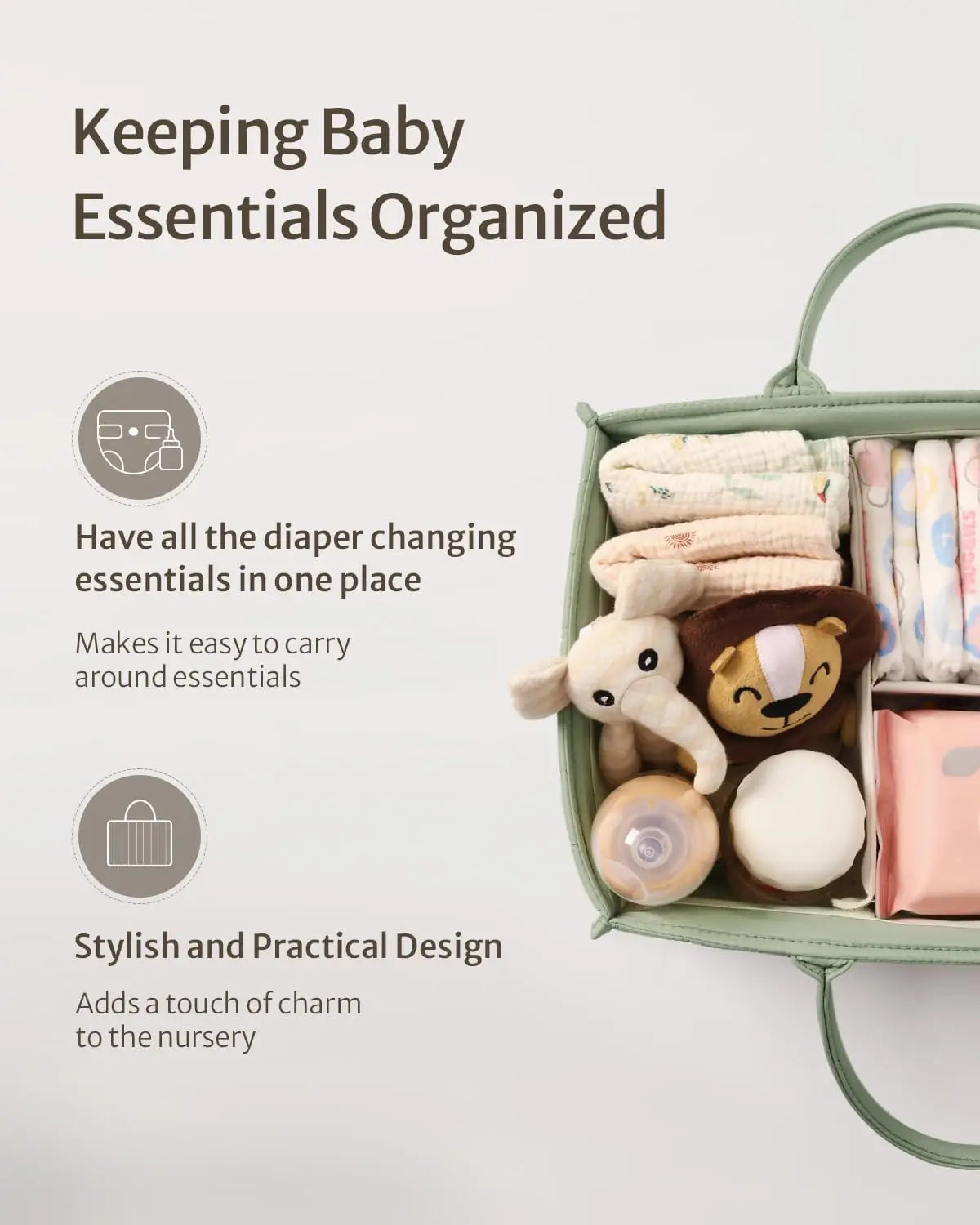 Baby Diaper Caddy Organizer Product Caddy Portable Organizer for Changing Table Gift for Baby Shower and Registry Must-Have
