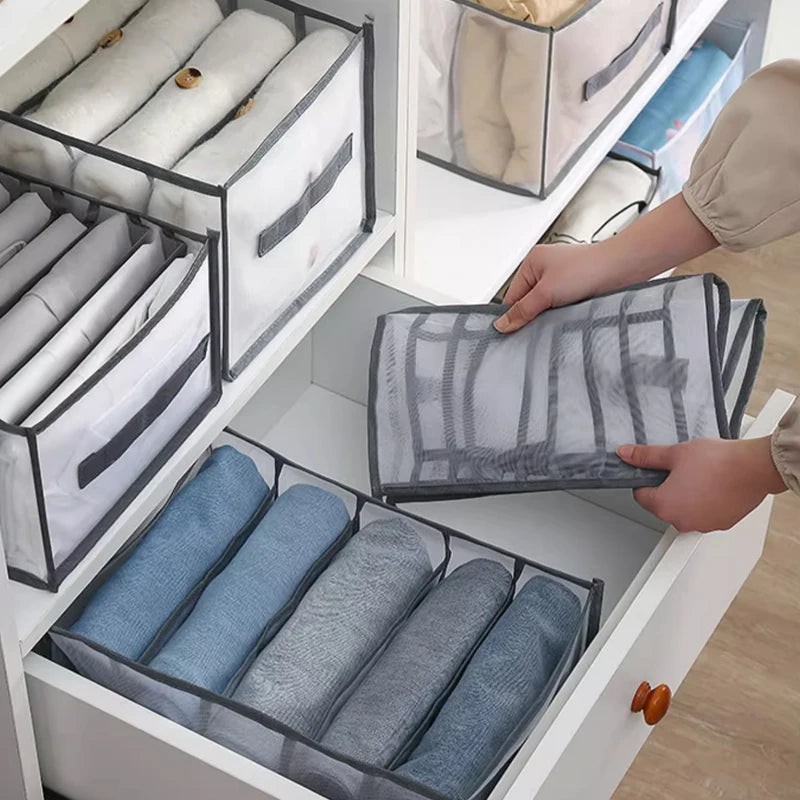 Jeans Organization Storage Box Closet Organizer For Underwear Clothing System Socks Pants Wardrobe Drawer Organizers Cabinet