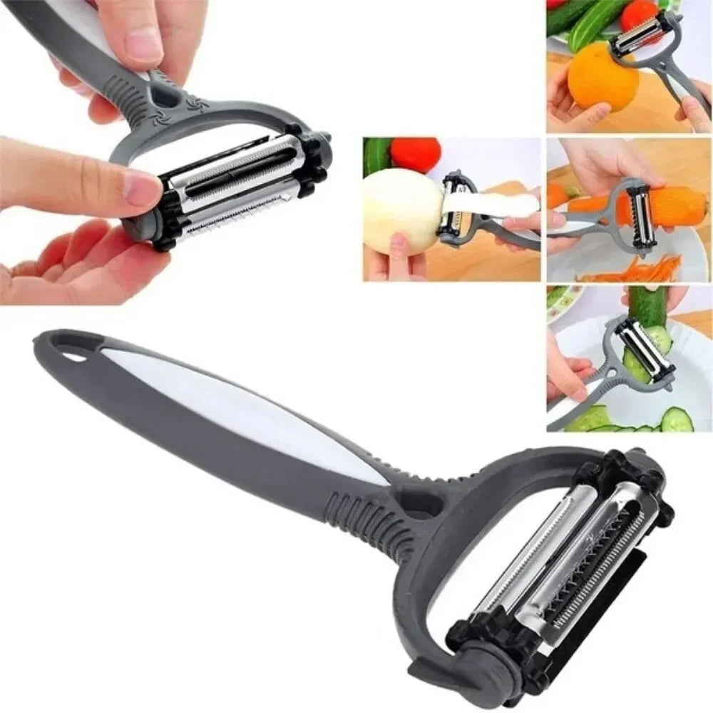 1PC New Multifunctional 360 Degree Rotary Peeler Kitchen Tool 3 in 1 Rotary Fruit Vegetable Carrot Potato Peeler Cutter Slicer