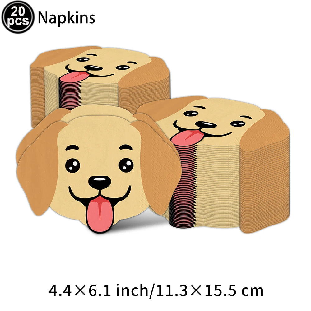 Cartoon Dog Birthday Party Decoration Disposable Dinnerware Cup Plate Napkin Kinves for Dogs Theme Party Supplies Baby Shower