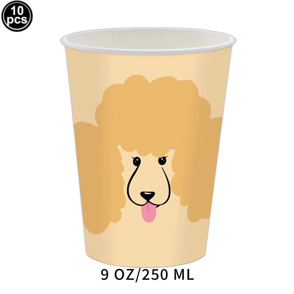 Cartoon Dog Birthday Party Decoration Disposable Dinnerware Cup Plate Napkin Kinves for Dogs Theme Party Supplies Baby Shower