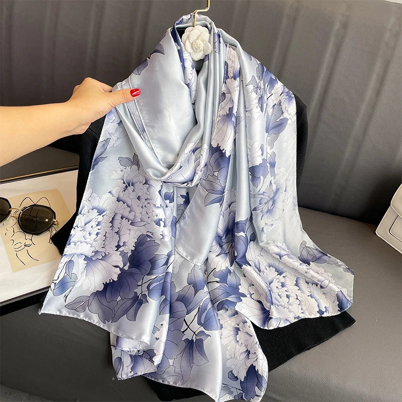 Elegant Silk Scarf for Women – Floral Hijab & Head Wrap