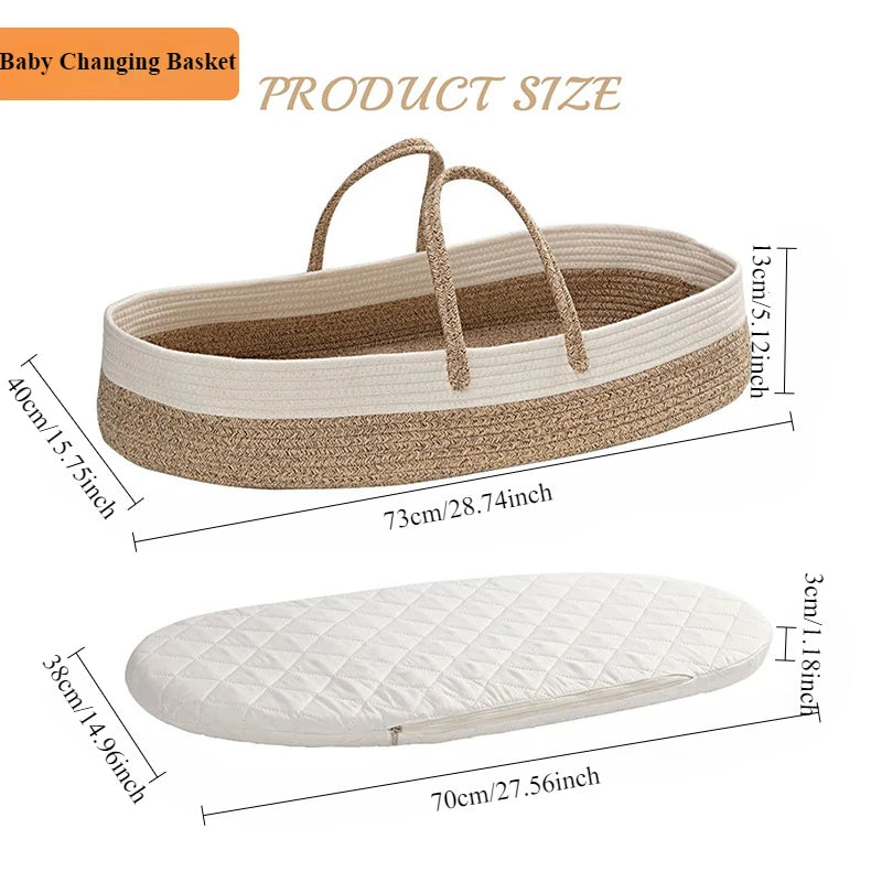 Baby Changing Basket , Blanket & Changing Pad for Dresser, Potable Baby Changing Pad for Dresser, Moses Basket for Newborns