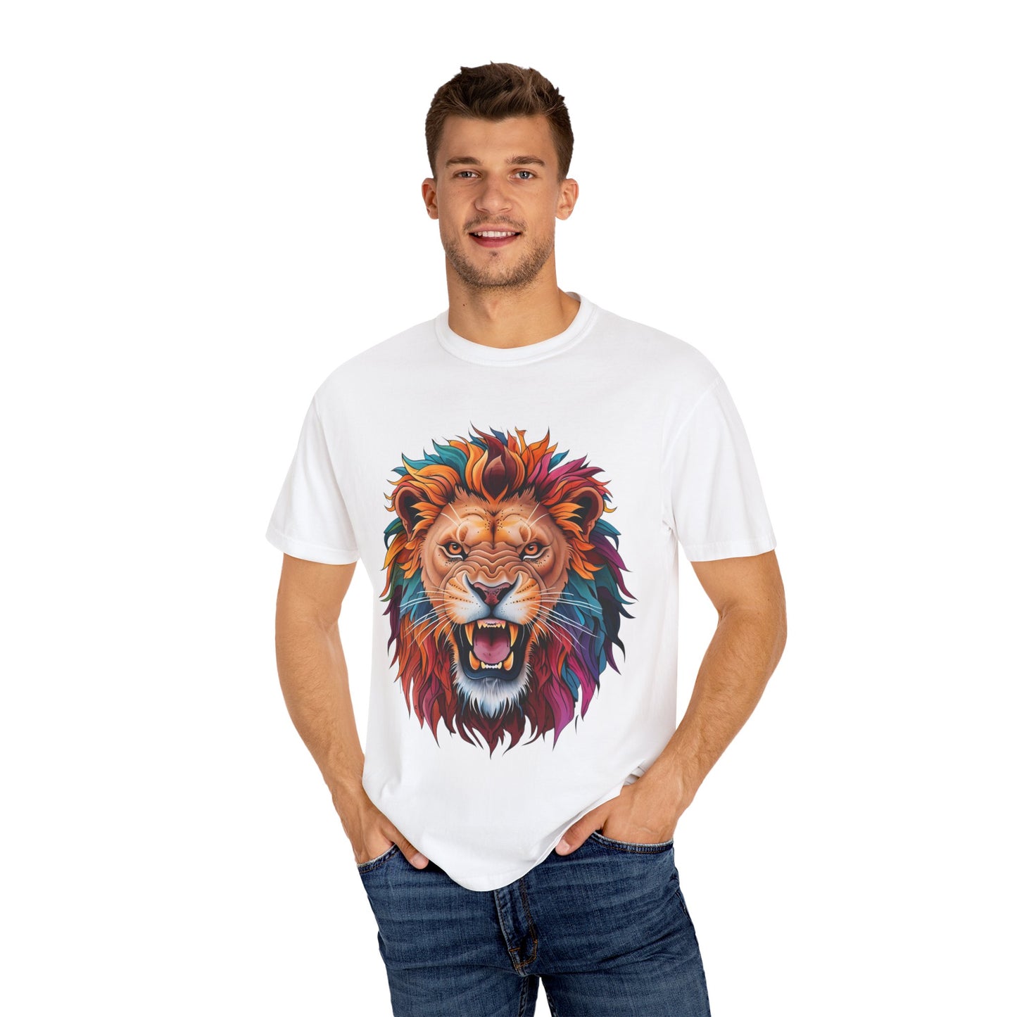 Vibrant Lion Graphic T-Shirt | Unisex Tee for Animal Lovers, Gift for Nature Enthusiasts, Casual Style, Eco-Friendly Apparel