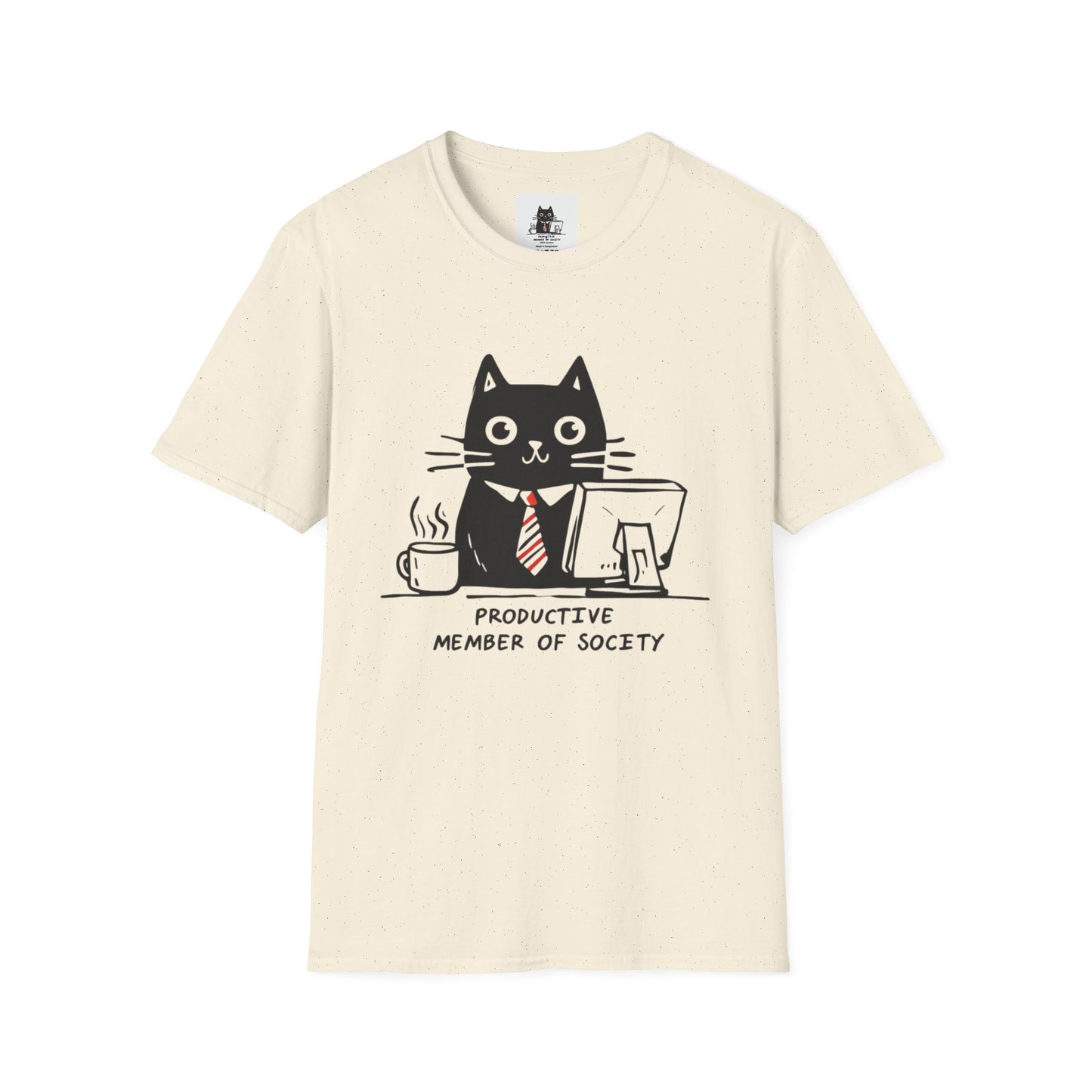 Funny Cat T-Shirt, Cat Lover Gift, Productive Member of Society Tee, Cute Office Humor Shirt, Unisex Softstyle Clothing