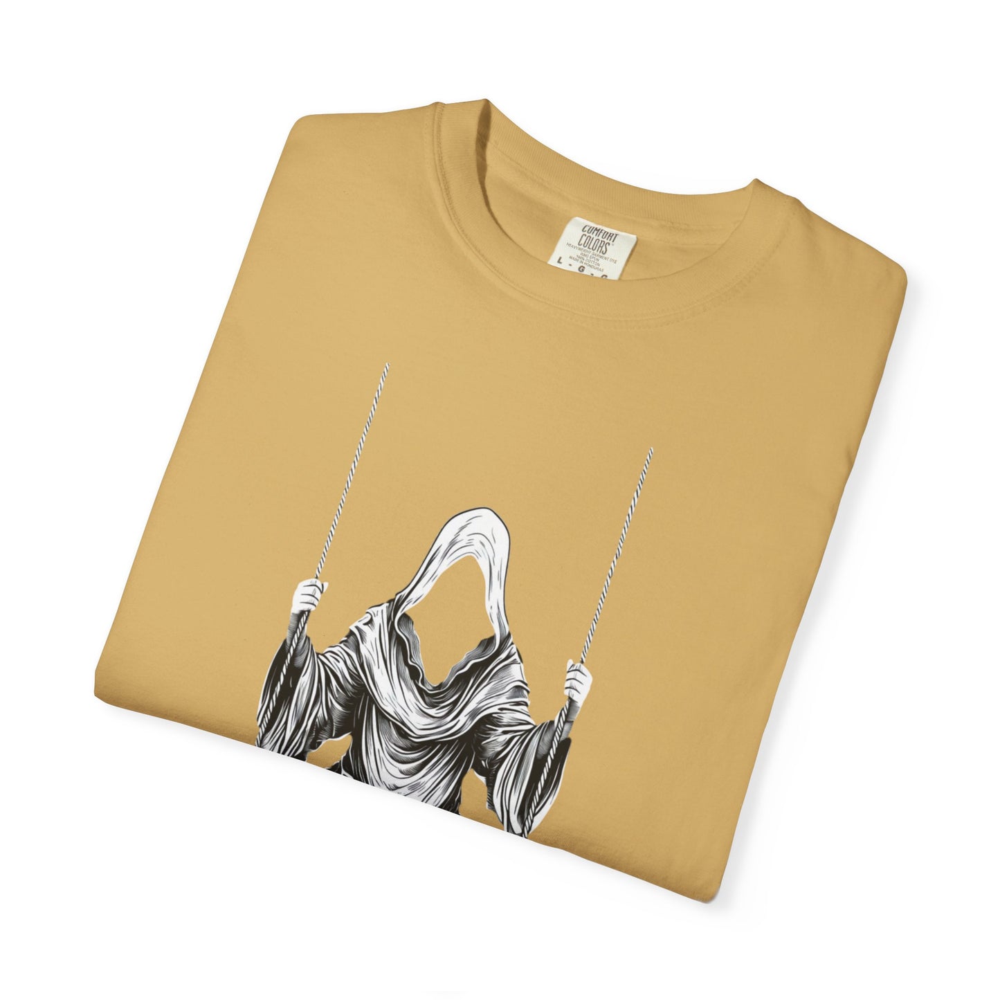 Eerie Swinging Specter T-shirt | Unisex Gothic Apparel, Halloween Costume, Spooky Gift, Unique Graphic Tee, Dark Aesthetic Fashion
