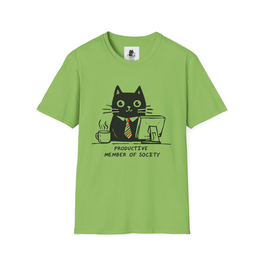Funny Cat T-Shirt, Cat Lover Gift, Productive Member of Society Tee, Cute Office Humor Shirt, Unisex Softstyle Clothing