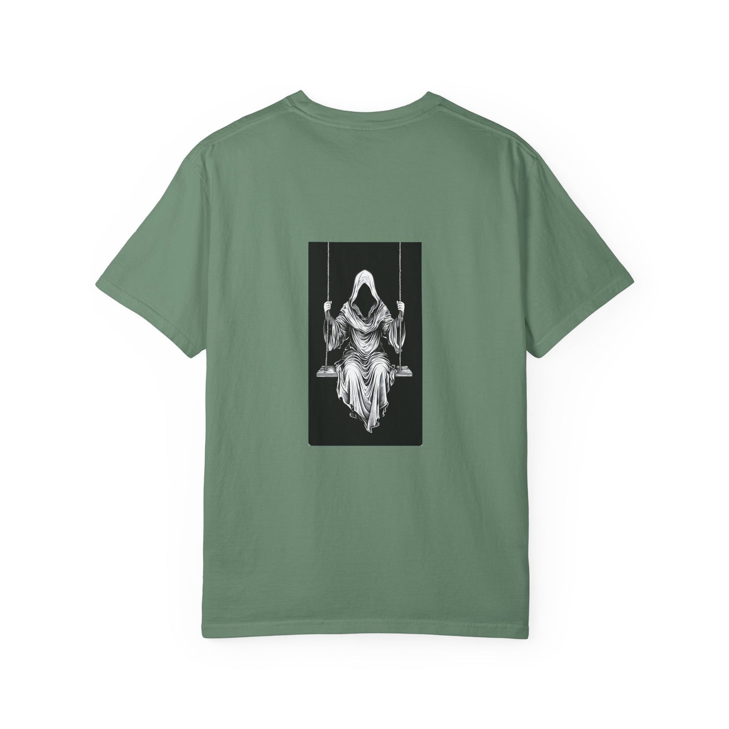 Eerie Swinging Specter T-shirt | Unisex Gothic Apparel, Halloween Costume, Spooky Gift, Unique Graphic Tee, Dark Aesthetic Fashion