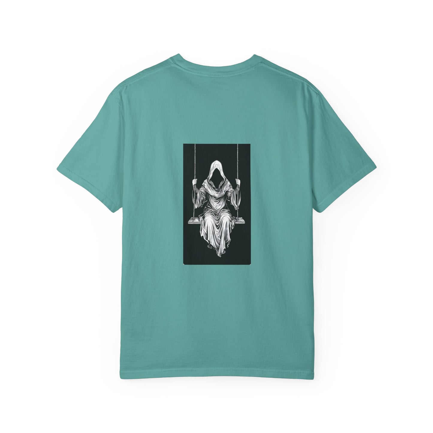 Eerie Swinging Specter T-shirt | Unisex Gothic Apparel, Halloween Costume, Spooky Gift, Unique Graphic Tee, Dark Aesthetic Fashion