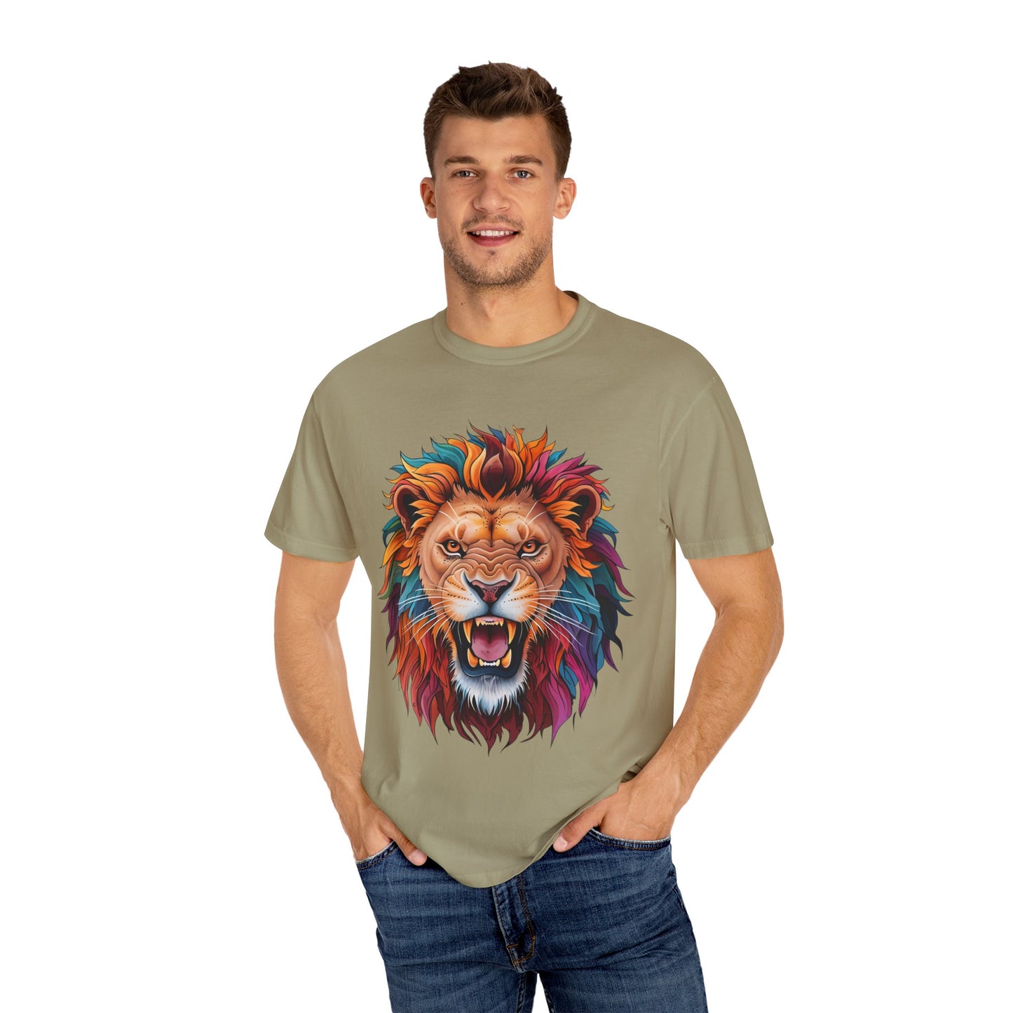 Vibrant Lion Graphic T-Shirt | Unisex Tee for Animal Lovers, Gift for Nature Enthusiasts, Casual Style, Eco-Friendly Apparel